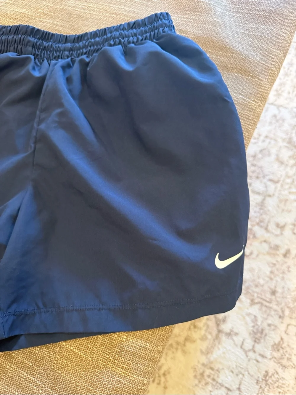 Nike youth  Navy Blue Athletic Shorts with White Swoosh